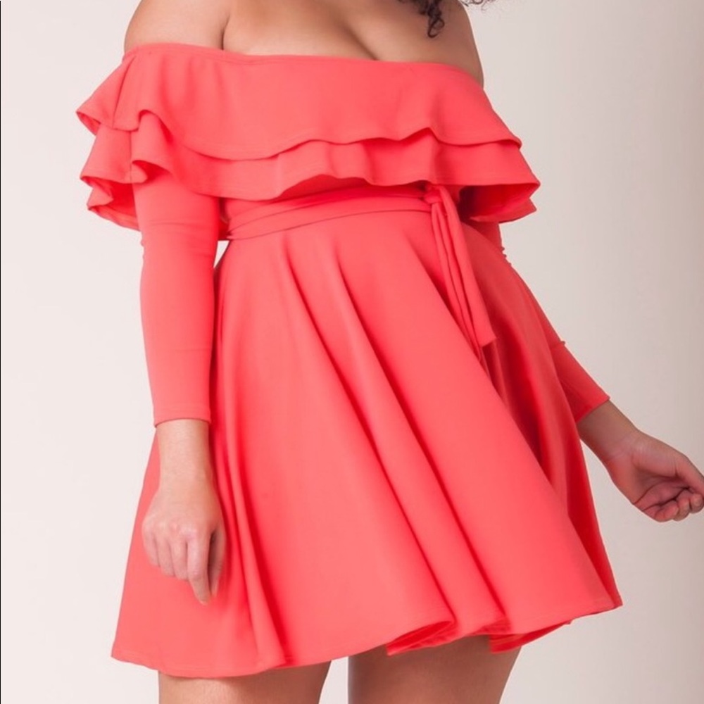 BLACK rue 107 skater OFF SHOULDER dress